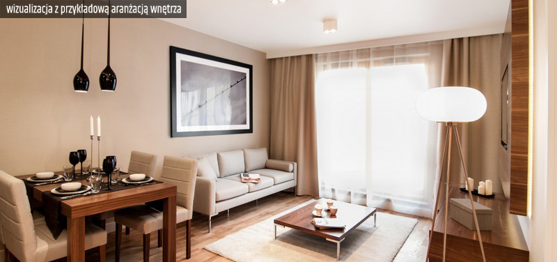 zdjęcie prezentuje wizualizację z przykładową aranżacją wnętrze luksusowego apartamentu do sprzedaży w Legnicy