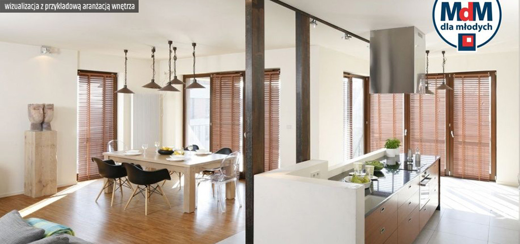 na zdjęciu wizualizacja z przykładową aranżacją wnętrza luksusowego apartamentu w Legnicy na sprzedaż