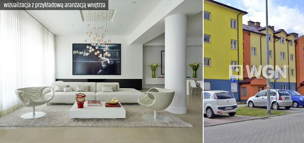 zdjęcie przedstawia wizualizację z przykładową aranżacją wnętrza luksusowego apartamentu na sprzedaż w Legnicy